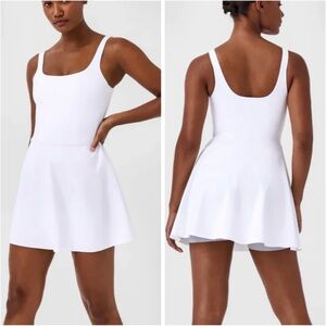 Spanx 2X The Get Moving Easy Access Square Neck Dress White Plus Size